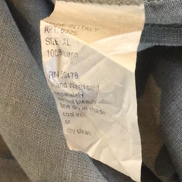 Linen Made in Italy Green Roll tab Sleeve Lagenlook Tunic Dress  Elena B… - Picture 9 of 9